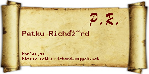 Petku Richárd névjegykártya